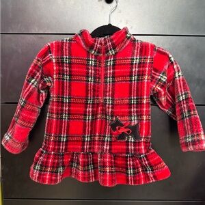 Florence Eiseman Red Plaid Fleece Scotty Dog with Bow Detail Set